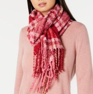 Echo Soft Lofty Plaid Fringe Scarf.